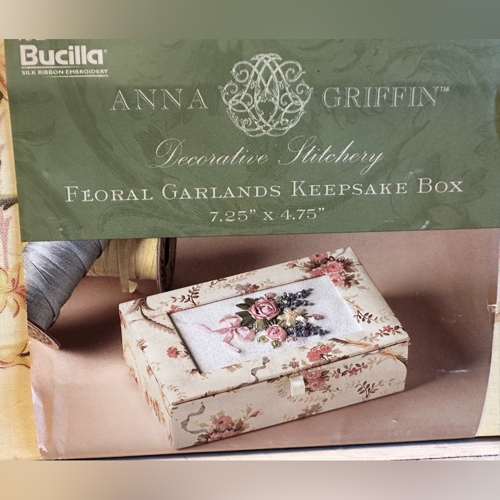 Bucilla Ribbon embroidery kit- Anna Griffin Floral Garlands Keepsake Box
